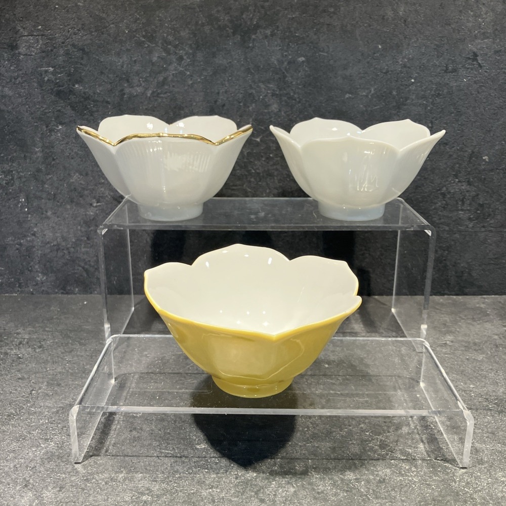 Pier 1 Lotus Flower Shaped Rice Cereal‎ Potpourri Bowl Set of 3 Small